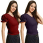 Tee Projekt Womens Solid Polyester T-Shirt for Women || Regular Wear || T-Shirt for Women ||Combo || Western T Shirts (Pack of 2