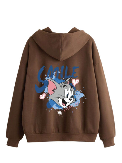 TAGAS Woman Printed Kangaroo Pocket Drawstring Hoodie with Zipper || Zip Up Hoodie || Sweatshirt ||Woman Hoodie|| Women Sweatshi