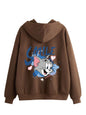 TAGAS Woman Printed Kangaroo Pocket Drawstring Hoodie with Zipper || Zip Up Hoodie || Sweatshirt ||Woman Hoodie|| Women Sweatshi