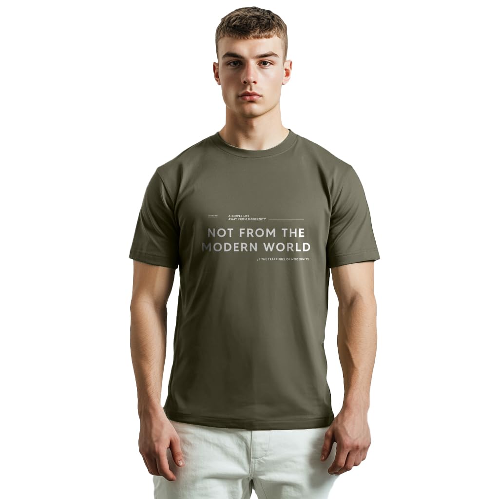 Nobero MenS Typography Regular Fit T-Shirt (1M-Twts-C0836-Pbl_Olive Green