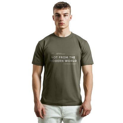 Nobero MenS Typography Regular Fit T-Shirt (1M-Twts-C0836-Pbl_Olive Green