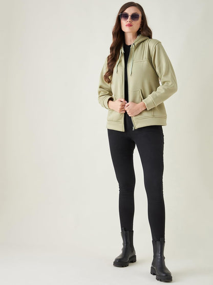 PIVL Women Solid Hooded Jacket For Winter