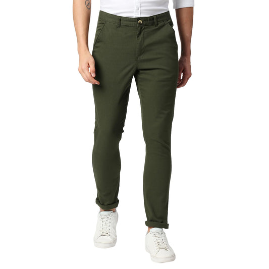 Thomas Scott Mens Solid Regular Fit Trouser Dark Green