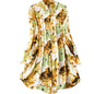 Gufrina WomenS Rayon Dress With Long Puff Sleeves Mandarin Collared Neck Tie Die Printed A-Line Style Regular Fit And Knee Leng