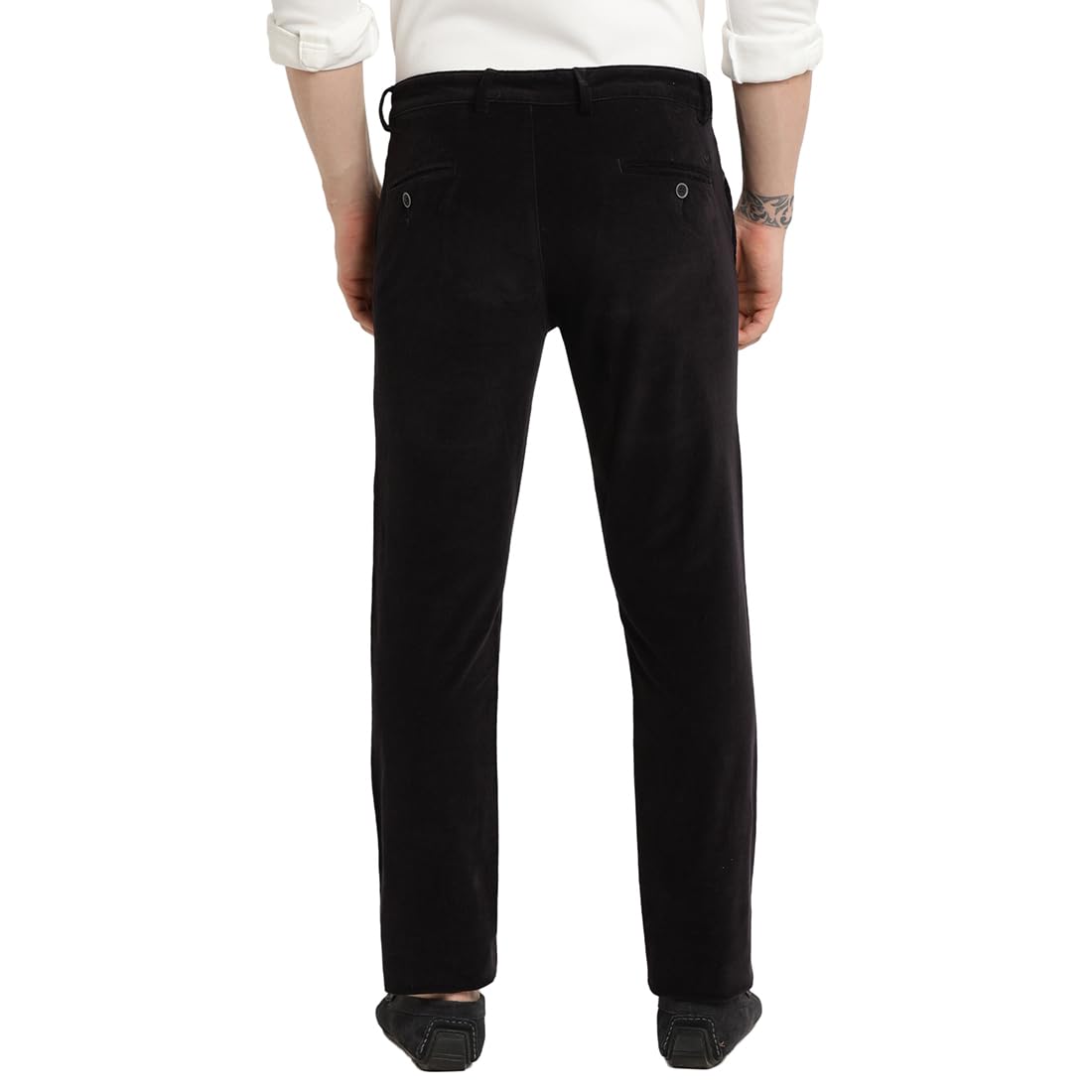 Turtle Men Corduroy Solid Ultra Slim Fit Navy Blue Casual Trouser