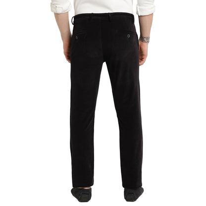 Turtle Men Corduroy Solid Ultra Slim Fit Navy Blue Casual Trouser