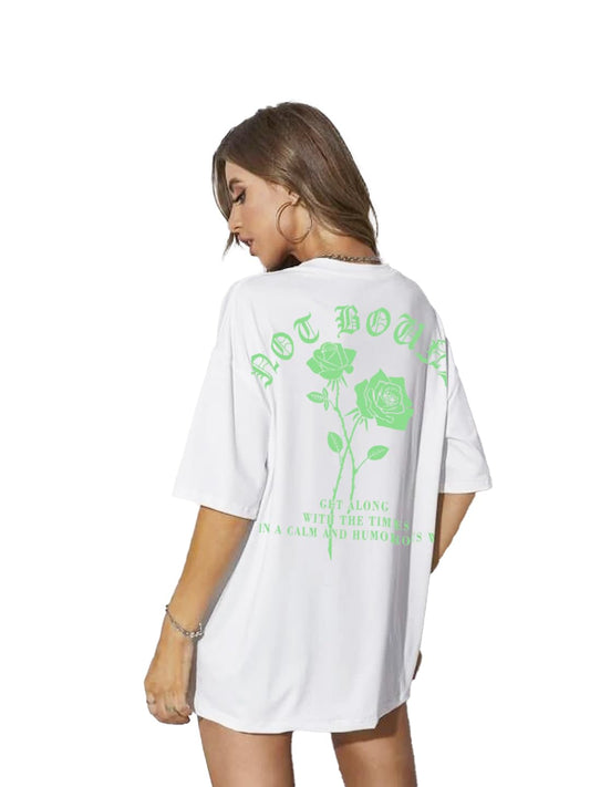 RIGO Womens Printed Oversized Fit T-Shirt (WCT02231558_White1