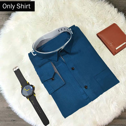 PinkMint Casual Shirt for Men ll Front Pocket Shirt ll Stylish Long Sleeve Shirt ll Soild Slim Fit (Pack of 1)