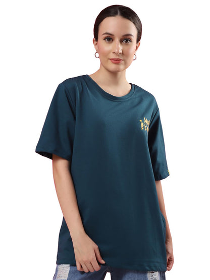 Rigo Terry Printed Oversized T-Shirt for Women | Drop Shoulder, Half Sleeves T-Shirt for Women | Oversized Baggy Fit T-Shirt for