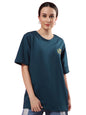 Rigo Terry Printed Oversized T-Shirt for Women | Drop Shoulder, Half Sleeves T-Shirt for Women | Oversized Baggy Fit T-Shirt for