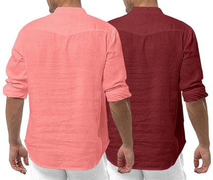 Royalscout MenS Cotton Polyester Blend Solid Regular Fit Full Sleeve Short Kurta | Ethnic, Lightweight Summer Kurta For Daily &