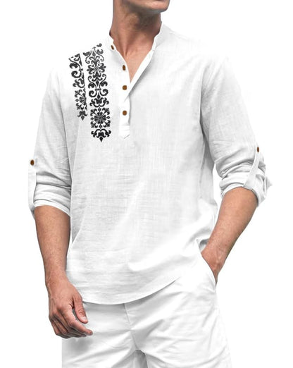 Finivo Fashion MenS Cotton Blend Short Kurta Shirt | Casual Ethnic Wear With Roll-Up Sleeves & Mandarin Collar | Comfortable Fi