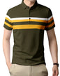 Noble Monk MenS Regular Fit Polo Neck T-Shirt | Half Sleeve | Stripe On Chest | Collared Neck Tshirt For Men