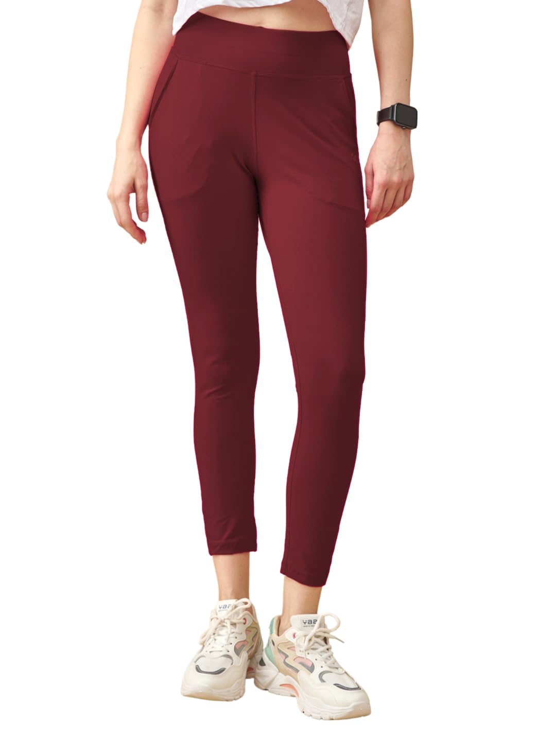 Lyra Premium Cotton Lycra High Waist Ankle Leggings For Women