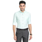 Turtle Men Cotton Melange Slim Fit Mint Green Printed Full Sleeve Formal Shirt