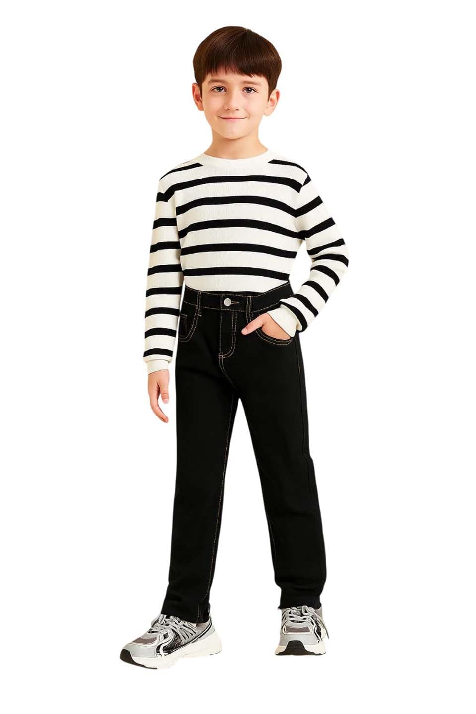Kotty Boys Straight Fit Cotton Lycra Blend Solid Jeans