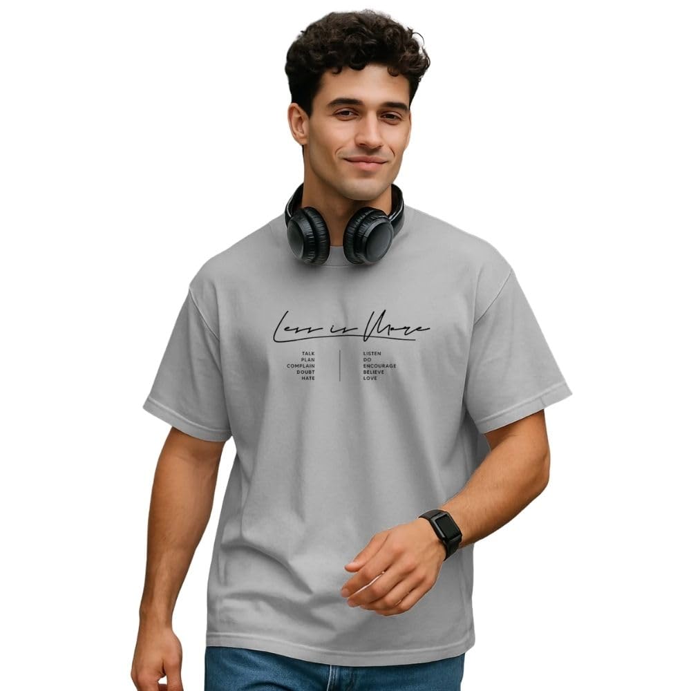 Nobero MenS Solid Oversized Fit T-Shirt (1M-Twrt-C0910-Og_Grey Melange