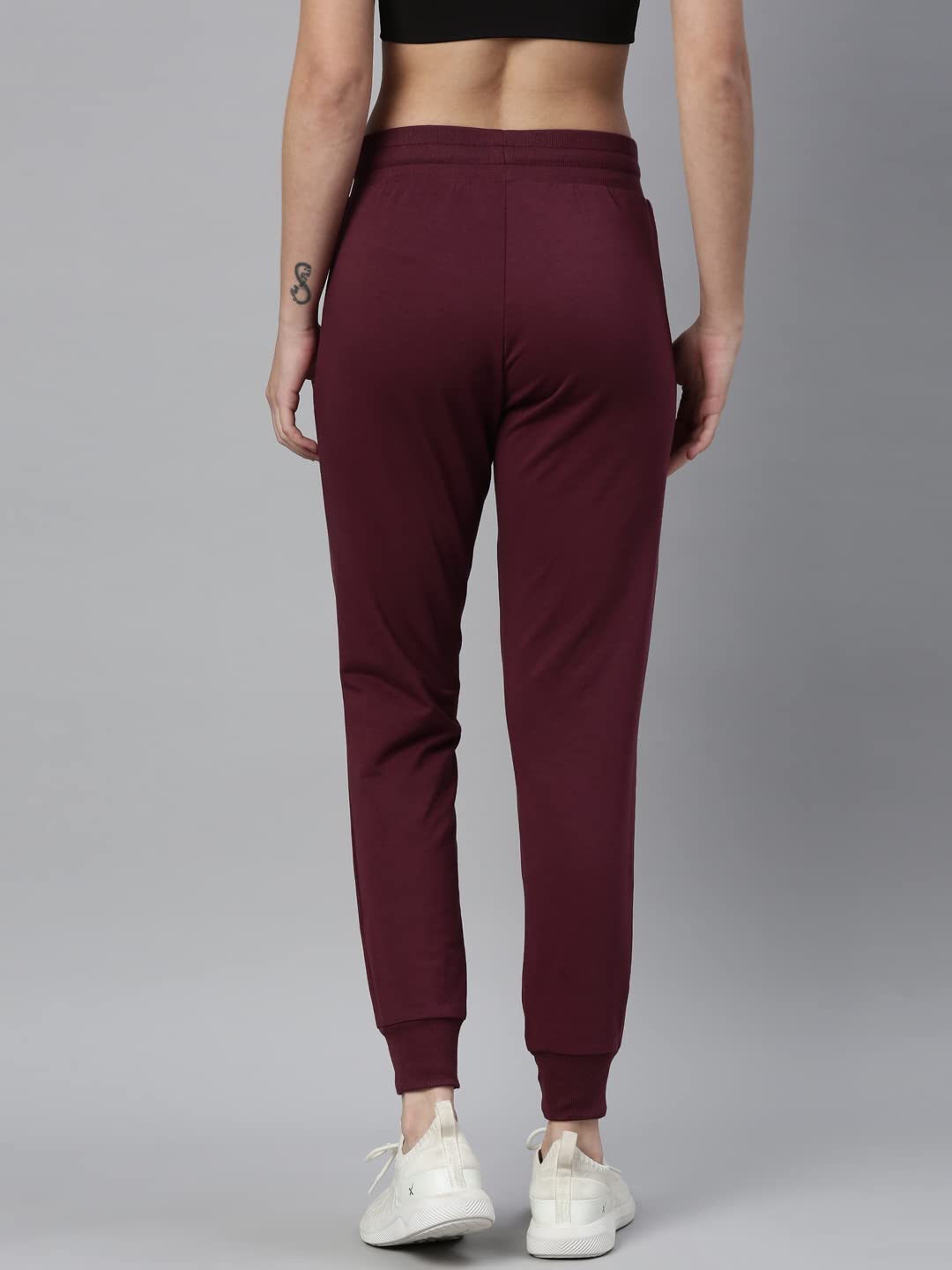 Enamor Athleisure Womens Slim Fit Mid Rise 7/8 Length Quick Dry Antimicrobial 4 Way Stretch Breathable Cotton French Terry Jogg