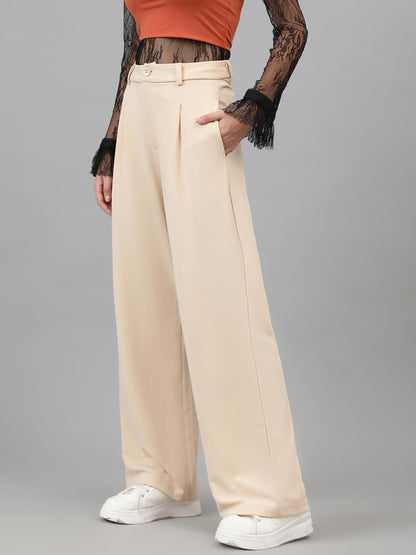 KOTTY Womens Polyester Blend Straight Fit Trousers
