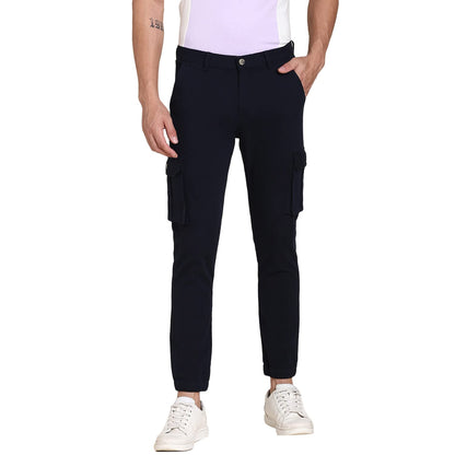 Dennis Lingo Slim Fit Navy Solid Cargo Jogger for Men