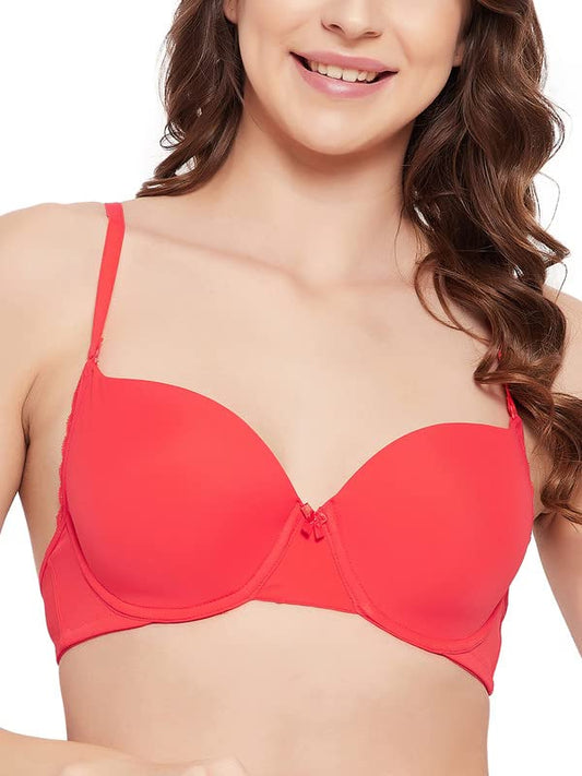 Clovia Womens Padded Underwired Full Cup Multiway T-Shirt Bra (BR2379P04_Red_30D)