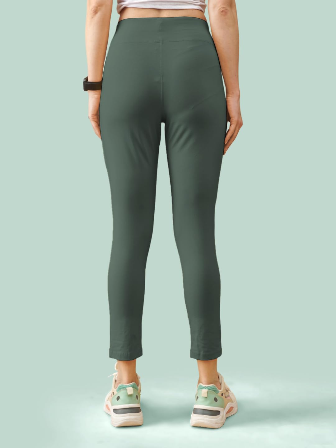 Lyra Premium Cotton Lycra High Waist Ankle Leggings For Women