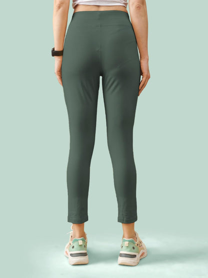 Lyra Premium Cotton Lycra High Waist Ankle Leggings For Women