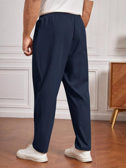 SMOWKLY Mens Poly-Lycra Premium Stretch Waist Dress Pants || Wrinkle Free, 3 Pockets, Tailored Fit, Straight Leg || Golfers St