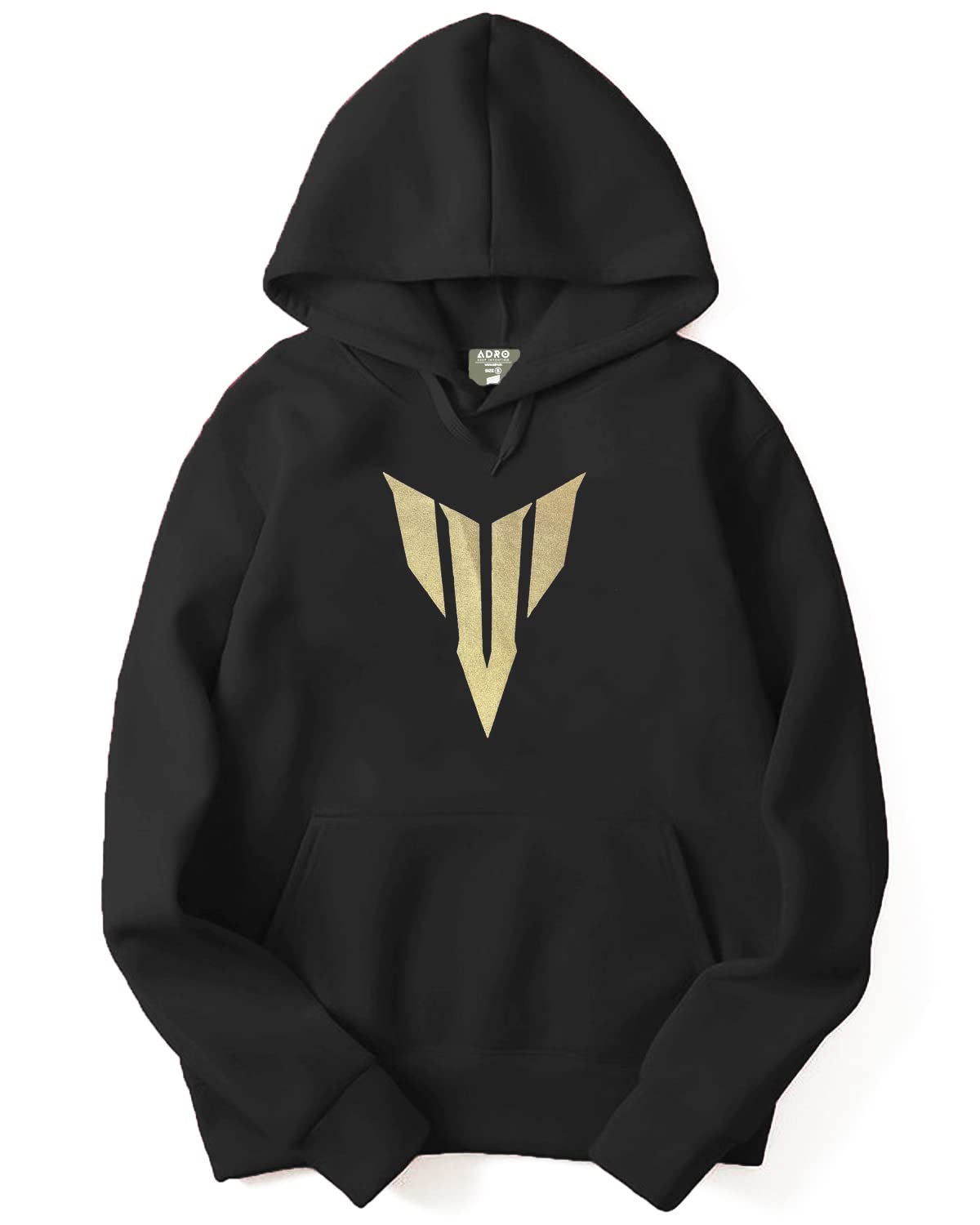 ADRO Men's Cotton Neck Hooded Sweatshirt (H22-GL-YMH-BL_Black)