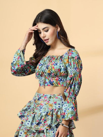 OOMPH! Full Sleeve Crop Top, Blue, mt911