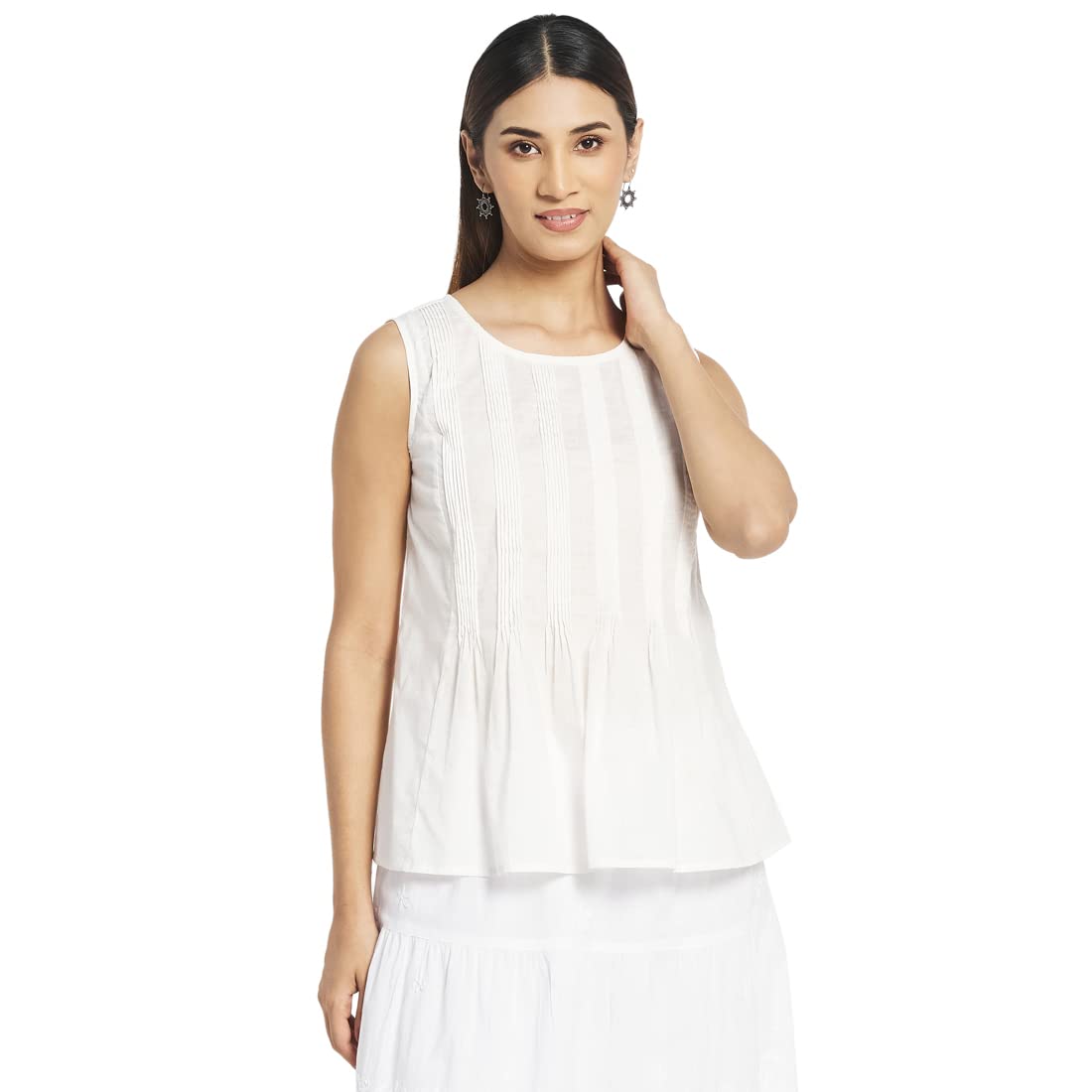 Fabindia Women Pintuck Regular Top Cotton_L