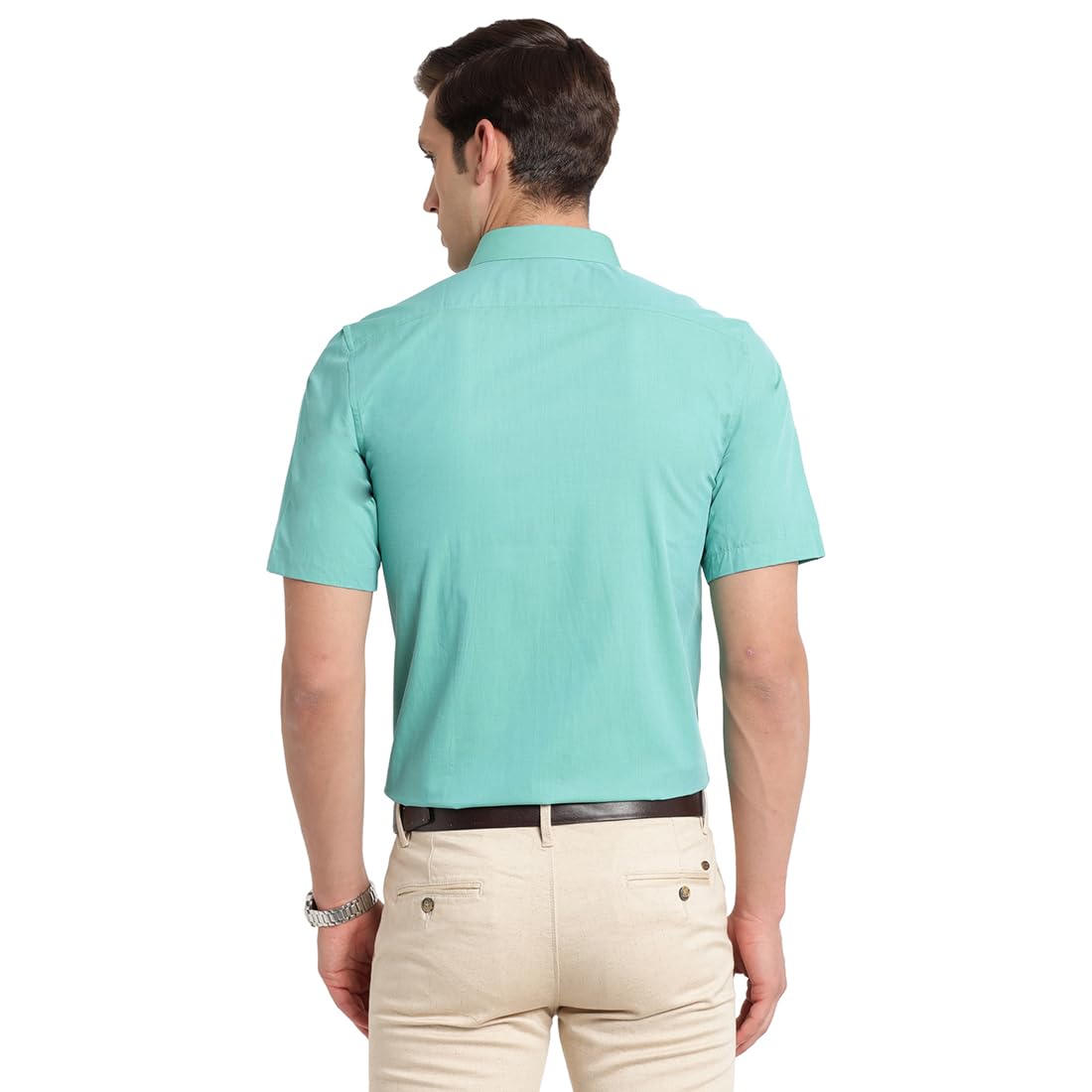Turtle Men Green Slim Fit Solid Pure Cotton Formal Shirt