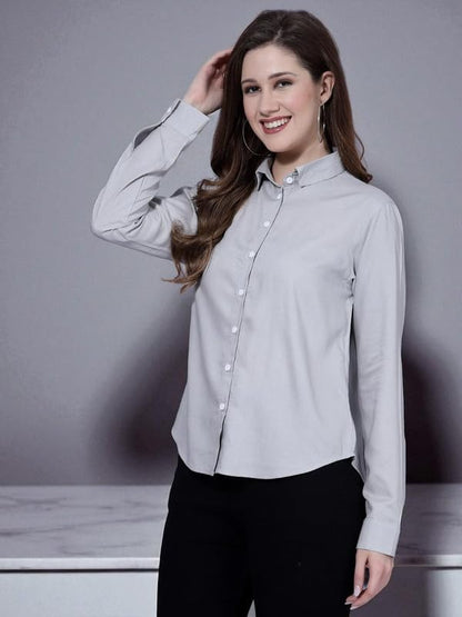 OOMPH! Regular Fit Formal Shirts for Women, Grey