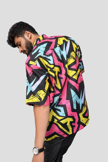 Brown Culture MenS Cotton Blend Abstract Print Shirt With Spread Collared Full Sleeves Standard Length And Button Down Closure