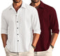 Deelmo Combo Of MenS Casual Button Down Shirts Long Sleeve Linen Shirt Fashion Textured Summer Shirts Pack Of 2