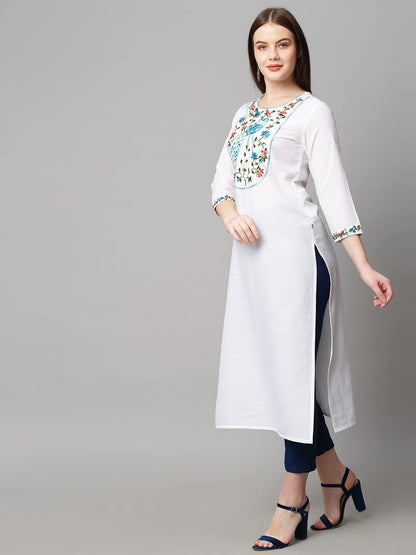 ANNI DESIGNER Women's Cotton Blend Traditional Straight Solid Kurta and Pant Set (Dona)