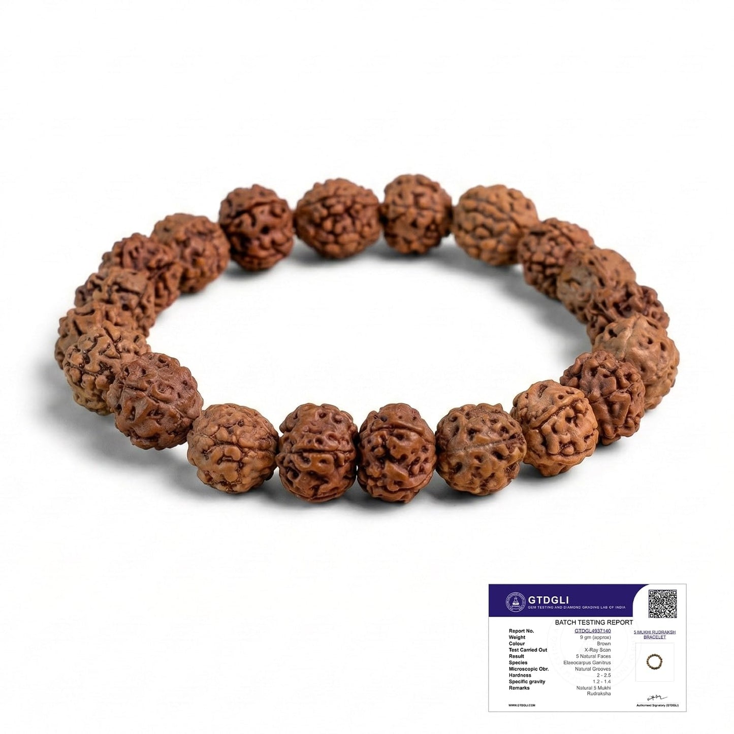 Astrotalk 5 Mukhi Rudraksha Bracelet - Natural Beads for Focus & Growth, Unisex, Brown