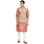Fabindia Men Tussar Ghicha Silk Chinese Collar Nehru Jacket Natural_M