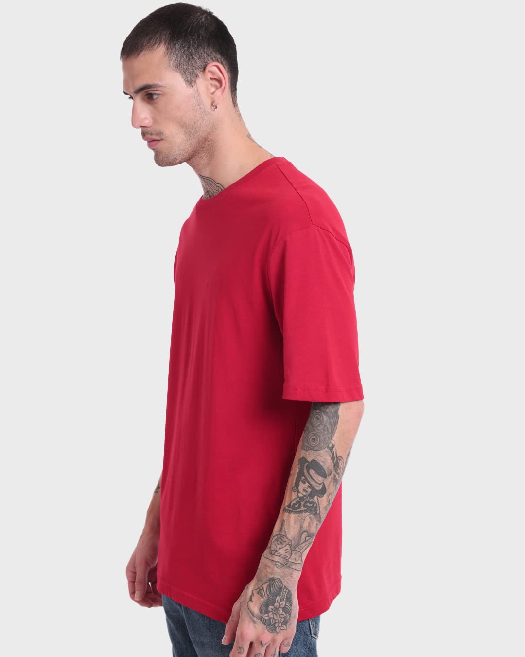 Bewakoof Mens 100% Cotton T-Shirt - Oversized Fit, Round Neck, Half Sleeves