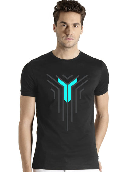 ADRO Graphic Printed Design Mens Cotton T-Shirts (R21-M-LNL-BL_Black)