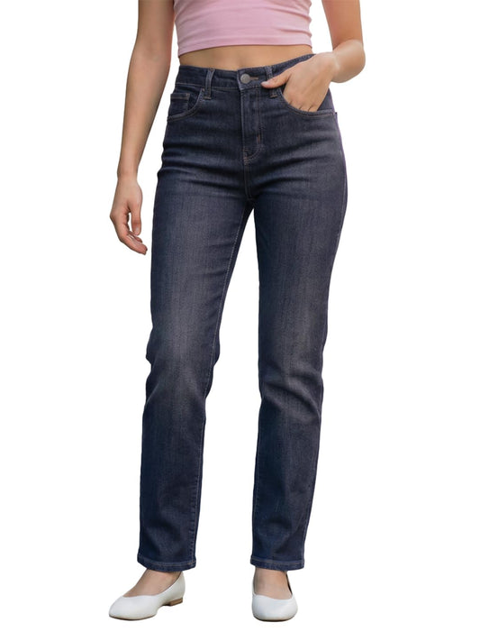 Bewakoof WomenS Solid Slim Straight Fit Polycotton Jeans_687578_Blue_28