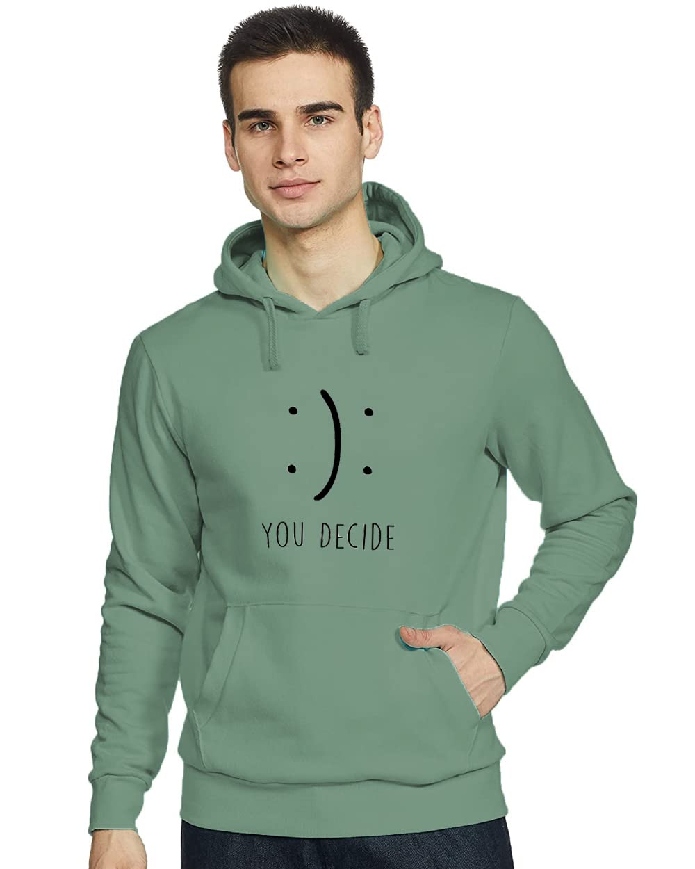 ADRO Men's You Decide Printed Hooded Neck Cotton Hoodies Sweatshirts (H21-M-DEC-PT_Pista)