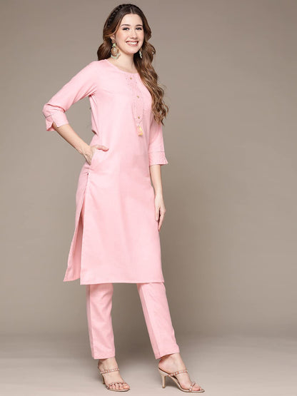 anubhutee Women's Silk Blend Kurta Set