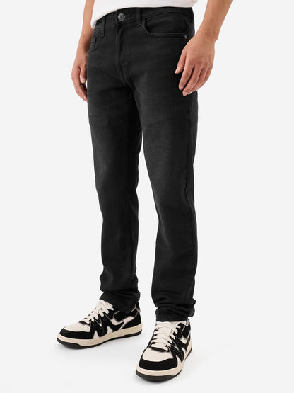 The Souled Store Denim: Cotton Blend Charcoal Men & Boys Buttoned Slim Fit Jeans