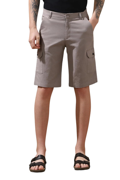 Dennis Lingo Men Knee Length Mid Rise Cargo Shorts Grey