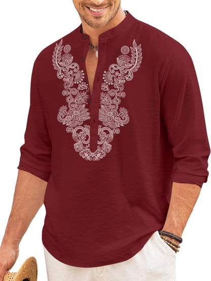 Finivo Fashion MenS Cotton Blend Short Kurta With Full Sleeves And Ethnic Neck Design | Casual Crinkle Texture Kurta With Mandar