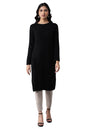 W for Woman Women's Acrylic Black Slim Fit Winter Dress Knee-Length