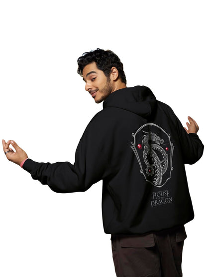 Bewakoof Official House of The Dragon Merchandise Mens Graphic Print Oversized Fit Full Sleeve Fleece Hoodies