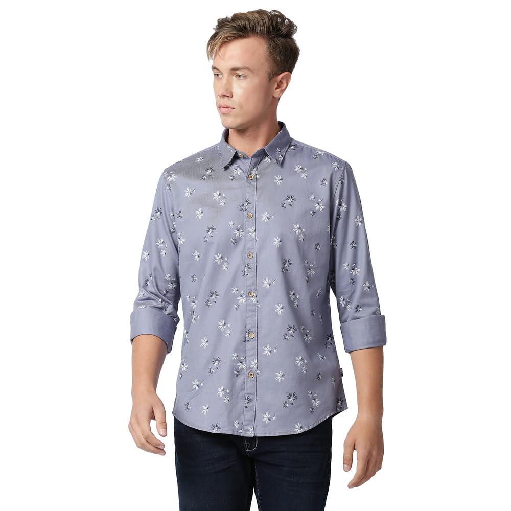 Pepe Jeans MenS Floral Regular Fit Shirt (Pm307909_Blue L)