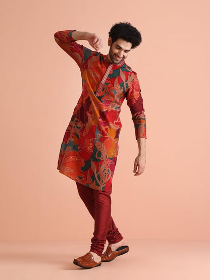 Kisah Mens Printed Cotton Blend Kurta  Traditional Ethnic Wear Kurta For Men For Weddings & Festivals Multicolour